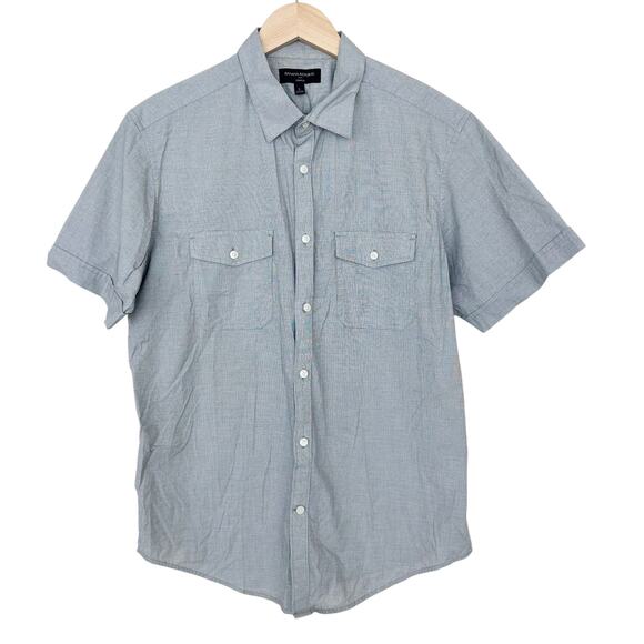 Banana Republic Gray Short Sleeve Button Down Sz L - Picture 2 of 5